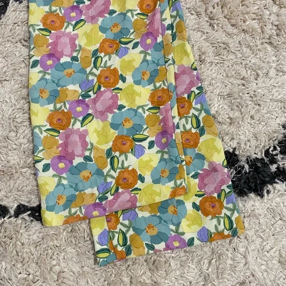 Zara Spring Color Floral Satin Wide Leg Pants - Picture 6 of 11